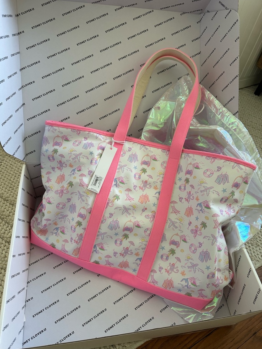Stoney Clover Lane Roller Rabbit Hotel Tropical Tote - Picture 2 of 5